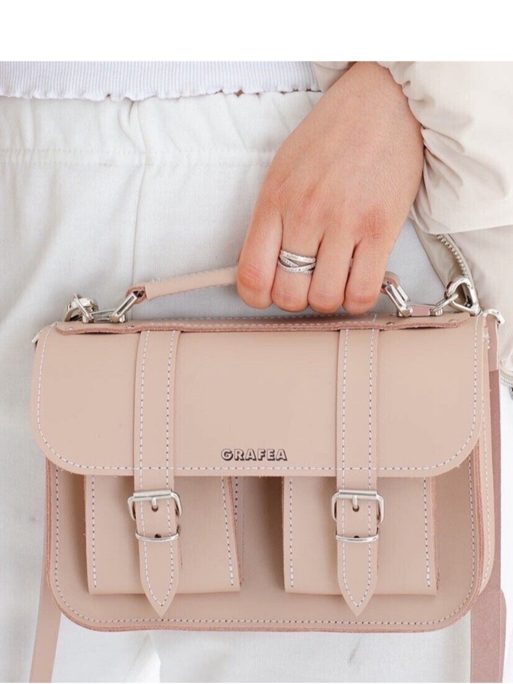 GRAFEA MICRO Crossbody Satchel Bag cappuccino 100% Leather England purse new